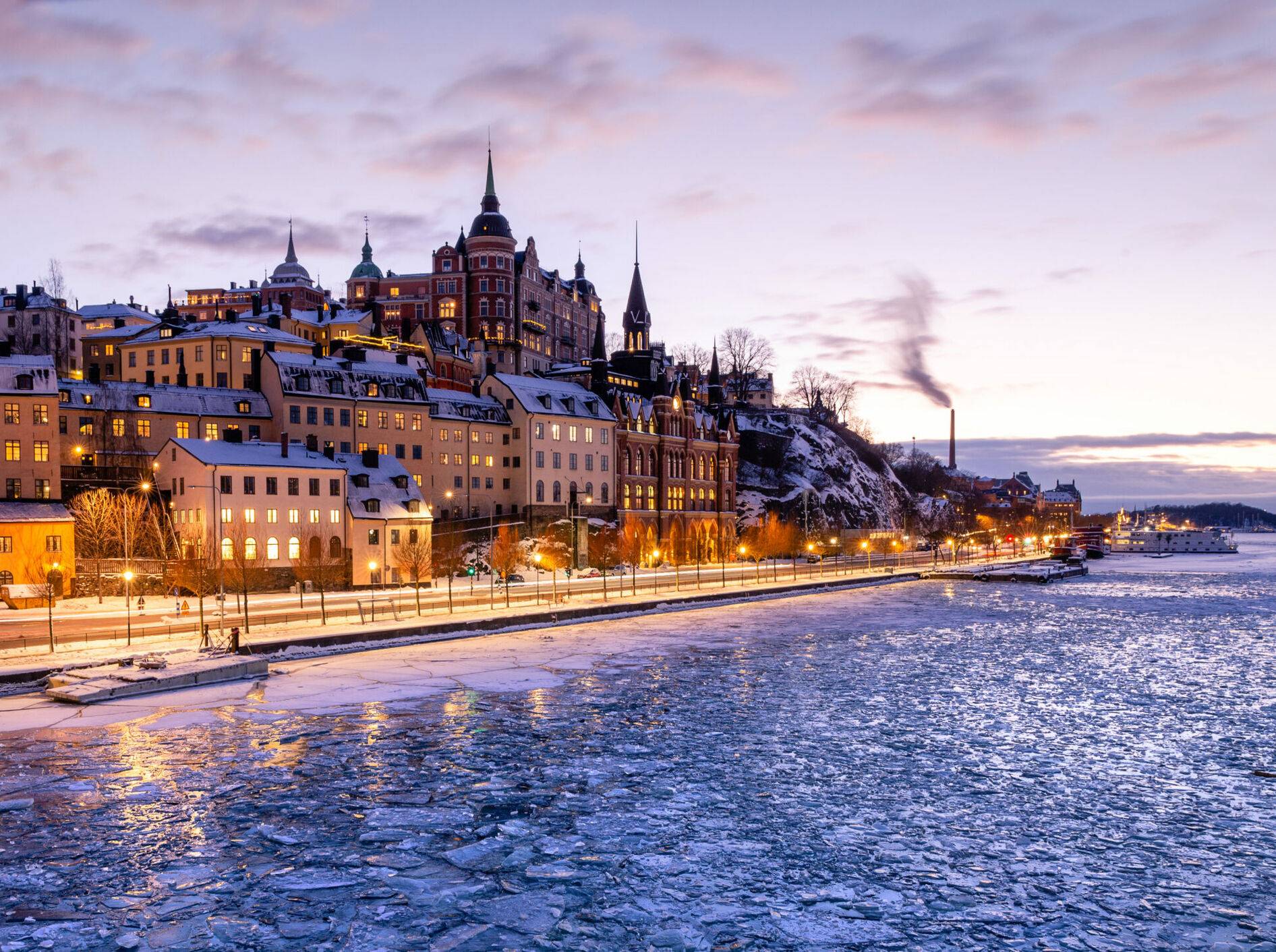 A picture of Södermalm during the winter