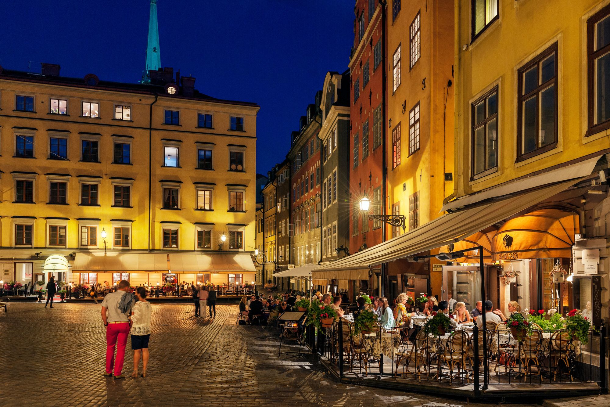 Photo showing a few cafes in Gamla Stan in Stockholm, Sweden