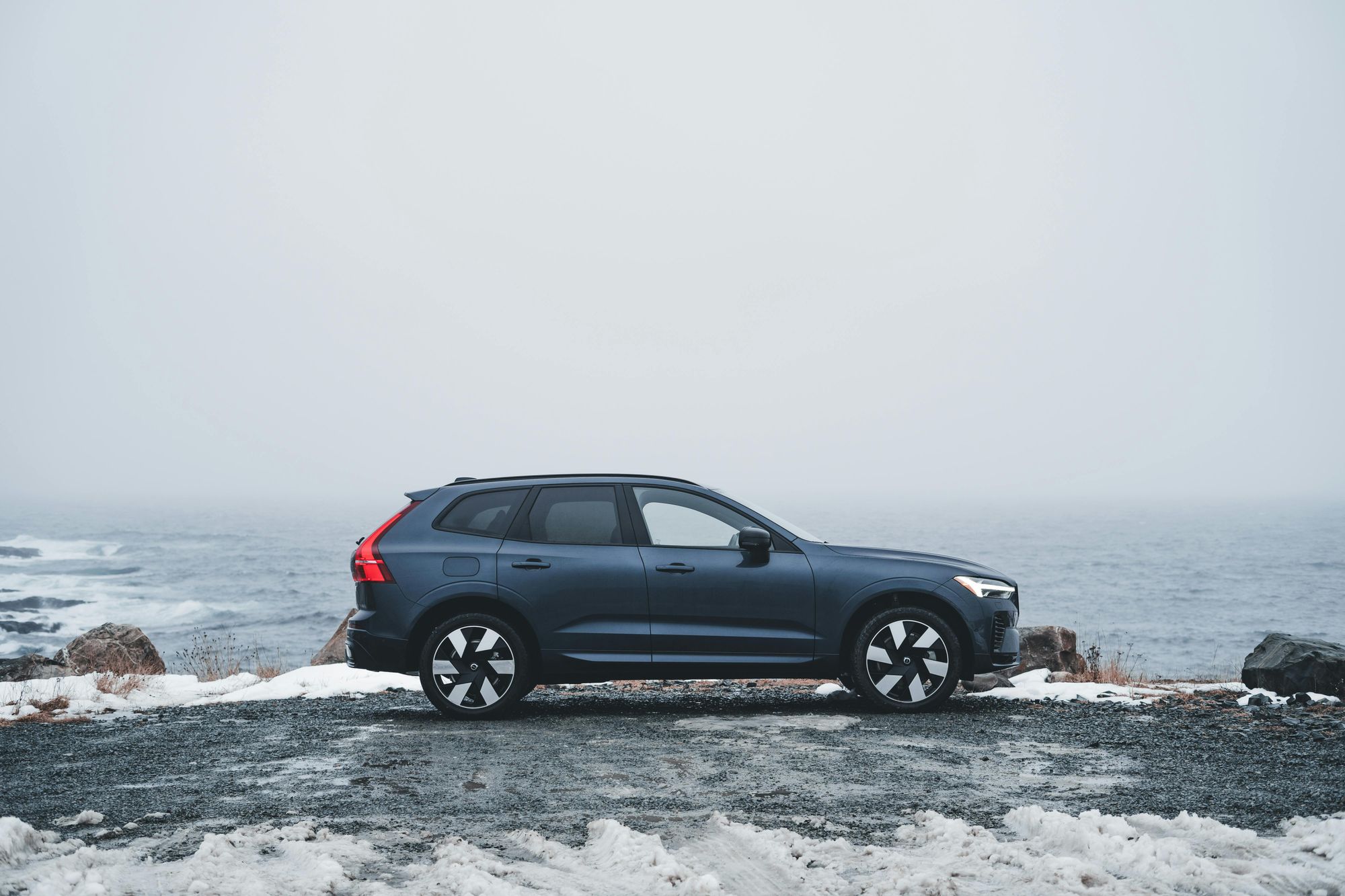 Volvo XC60 on dirt road in winter