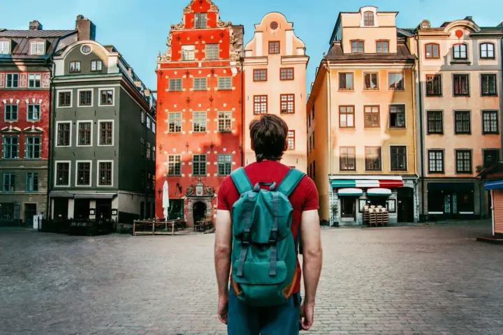 A person looking at the buildings in Stockholm,.