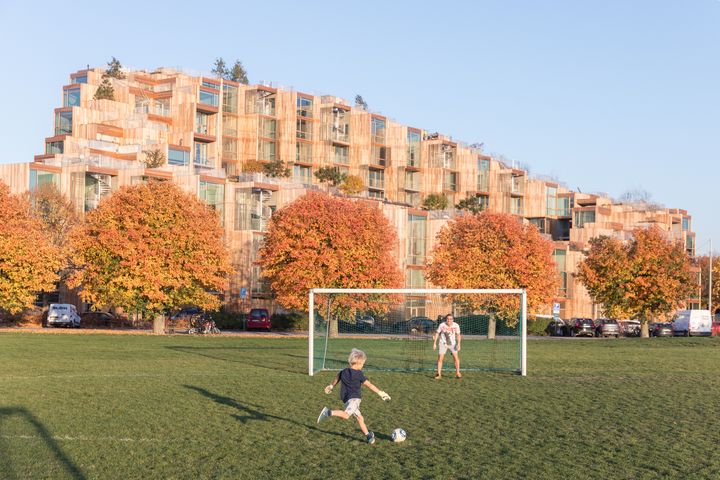 Apartments covered with cedar wood in Gärdet, Stockholm