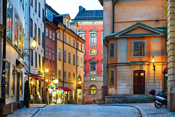 Photo showing a street view from Gamla Stan in Stockholm, Sweden