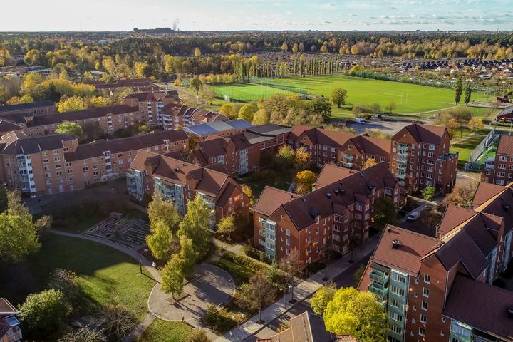 Photo of an aerial view of Skarpnäck, a neighborhood in Stockholm, Sweden