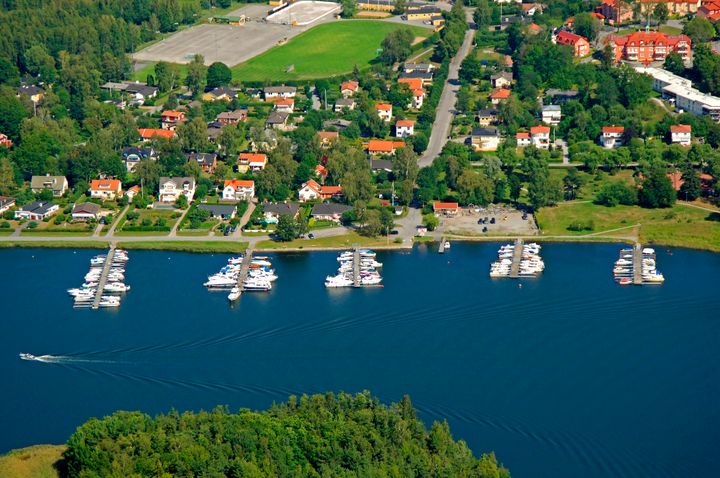 Aerial view of Danderyd, a neighborhood in Stockholm, Sweden