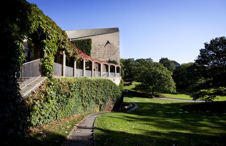 Side photo of a building on campus at Aarhus University in Aarhus, Denmark