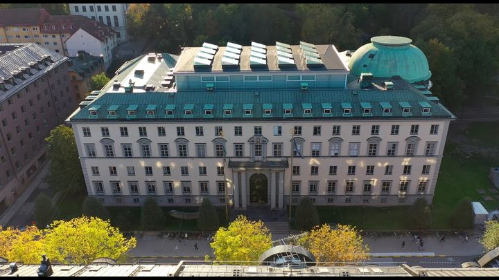 Aerial view of one of the buildings at Stockholm School of Economics, in Sweden