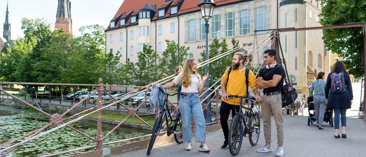 Students on campus at Uppsala University in Sweden